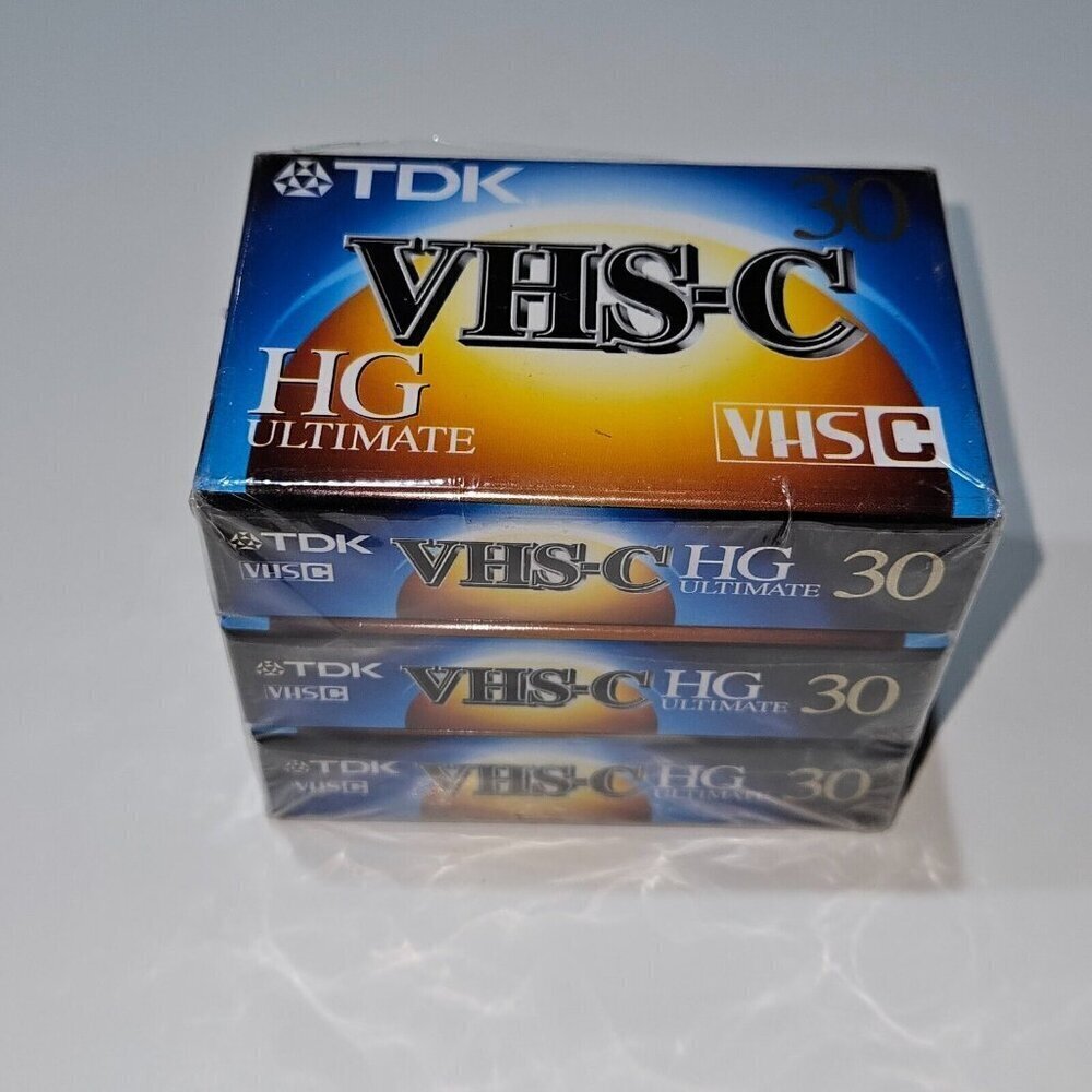 NOS 3 TDK VHS-C HG Ultimate 30 Camcorder Videotape Lot FACTORY SEALED
